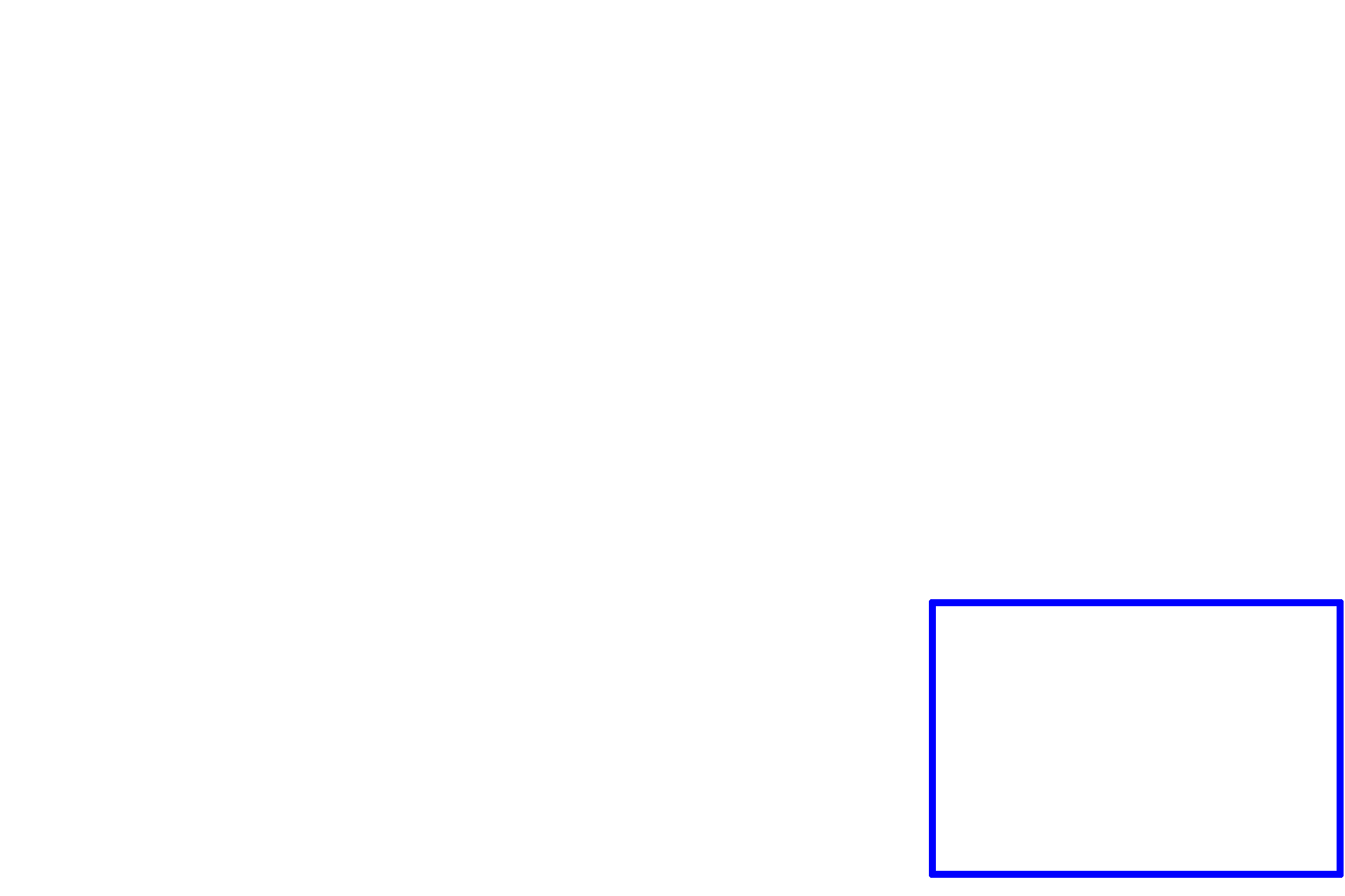 Area shown in next image <p>The straightness of the intestinal glands of the large intestine is evident.  Absorptive and goblet cells are the major cell types of these glands;  enteroendocrine cells are reduced in number from the small intestine, and Paneth cells are absent.  Muscularis mucosae is frequently comprised of two layers in the large intestine.  200x</p>
